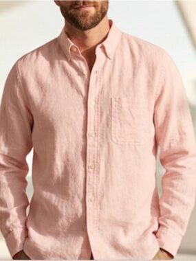 Billy Reid Tuscumbia Linen Shirt NWT Button Down Blush XXL 🔥